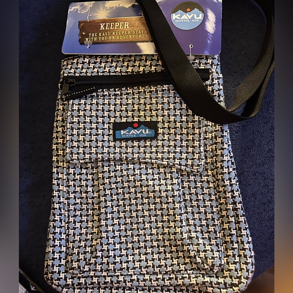 Kavu Keeper Messenger Bag - Rhombus Blue   Pattern -NWT
